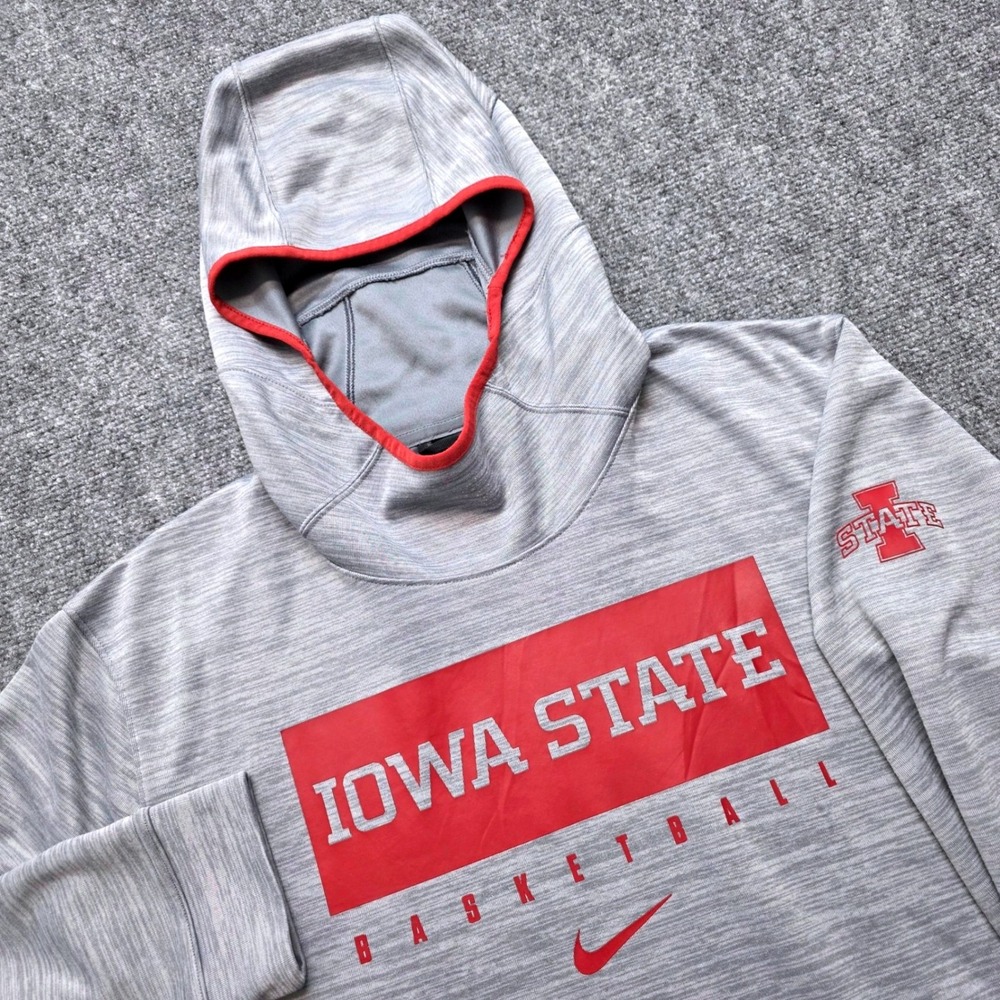 Nike Iowa State Basketball Dri-FIT Hoodie Men's XXL Gray Pullover Scuba Neck 2XL